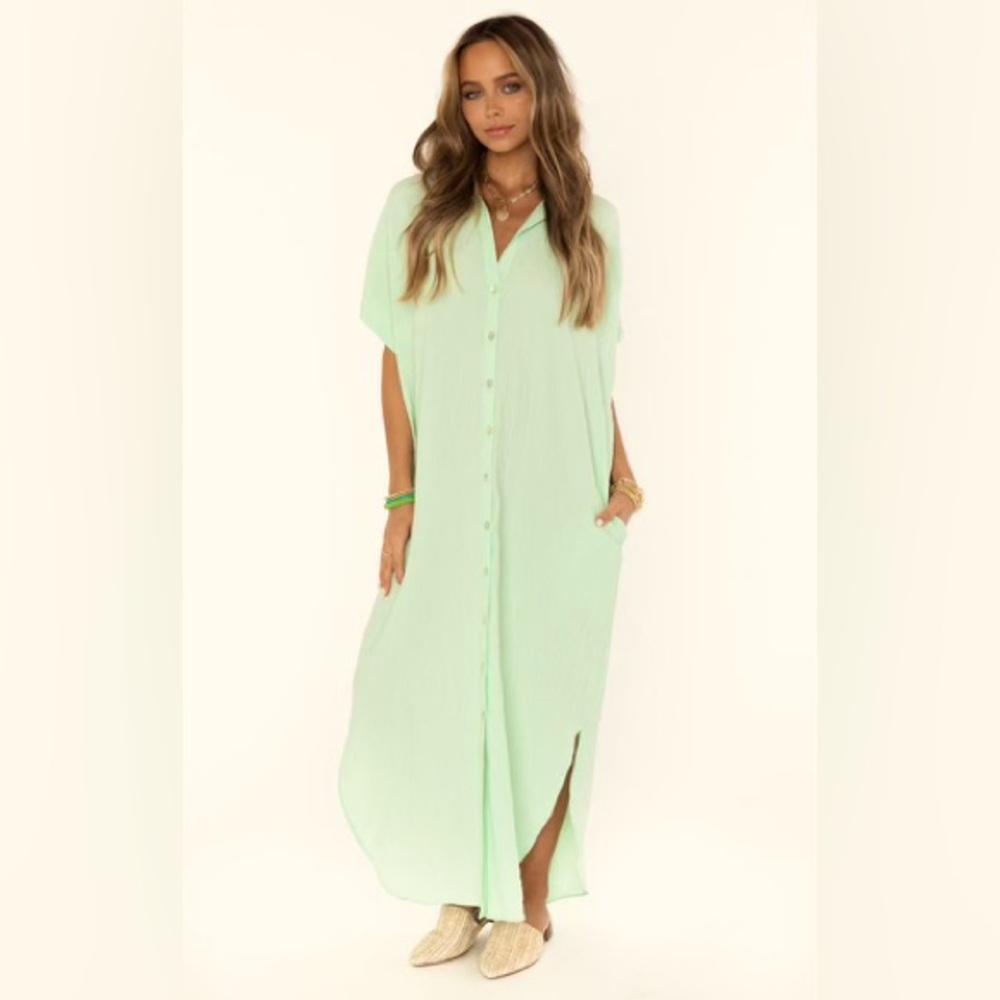 SMYM Buoy Button Down Dress - Green Melon